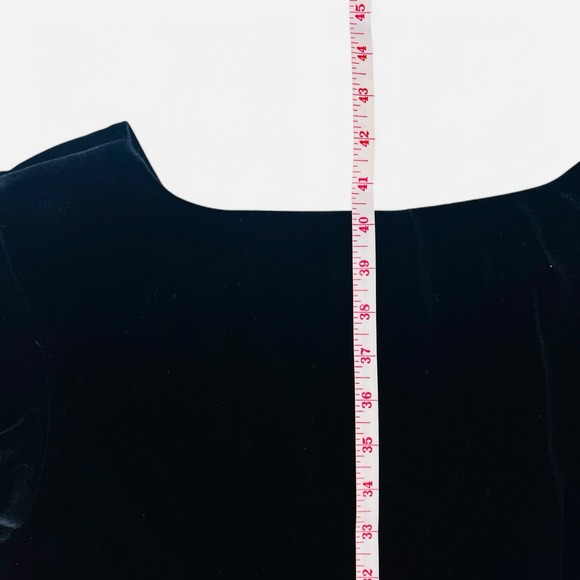 S.L. Fashions Womens Dress 12 Beaded Midi Black Velvet V Neck Cap Sleeve Stretch - Picture 12 of 13